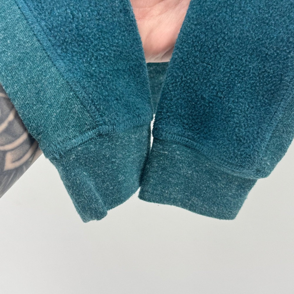 Alo Yoga Womens Teal Heathered Paneled Crewneck Sweatshirt Size S High Low Hem - Picture 5 of 9